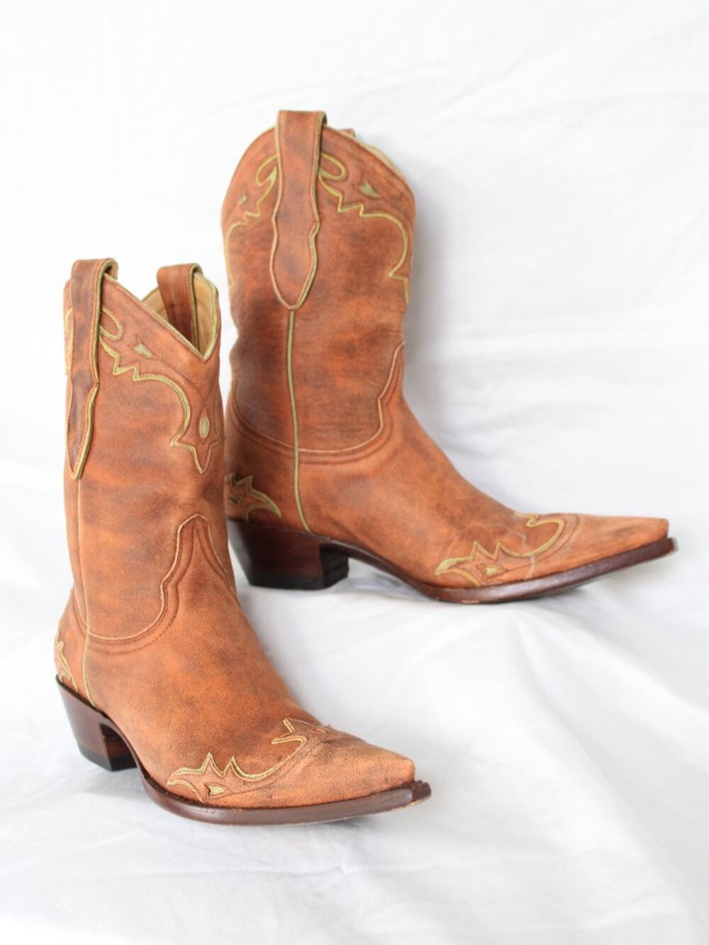 OLD GRINGO western leather VILLA distressed cowboy bootie boots inlay coral 7B